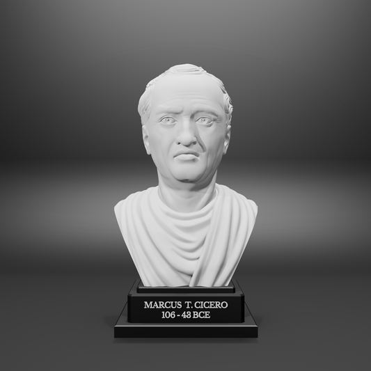 Bust of Marcus T. Cicero on a gray background