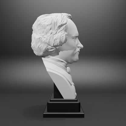 Bust sculpture on a gray background