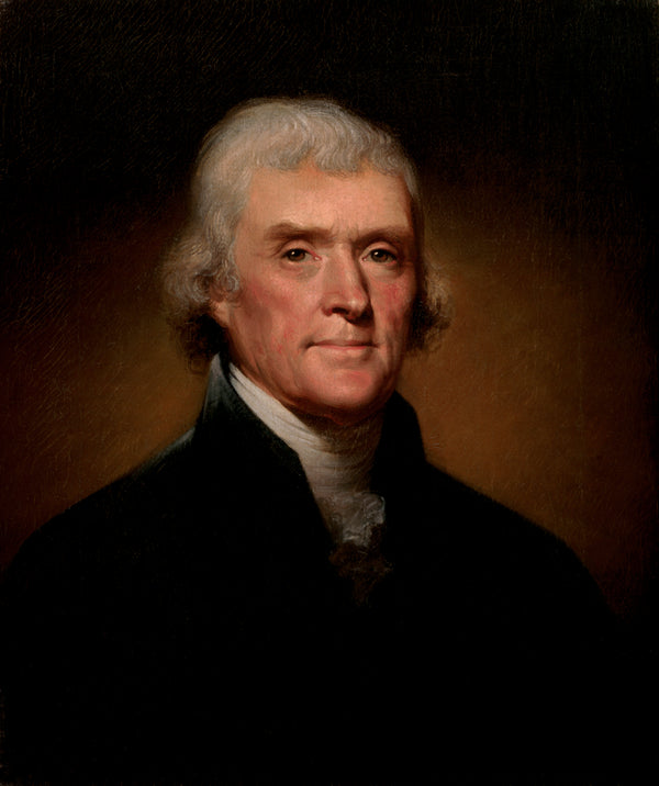 Portrait of a man with powdered hair against a dark background