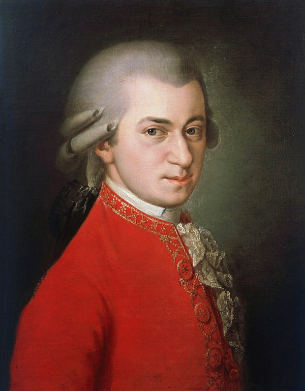 Portrait of a person in a red coat with intricate details, against a dark background