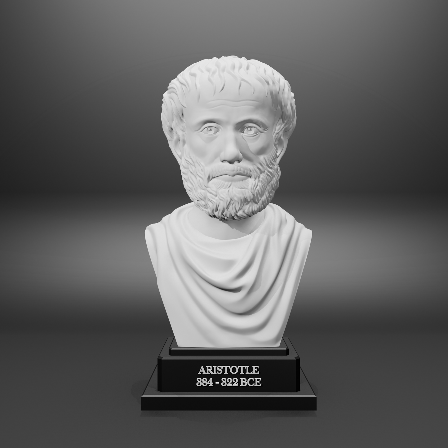 Bust of Aristotle on a gray background