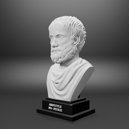 Bust of a classical philosopher on a gray background