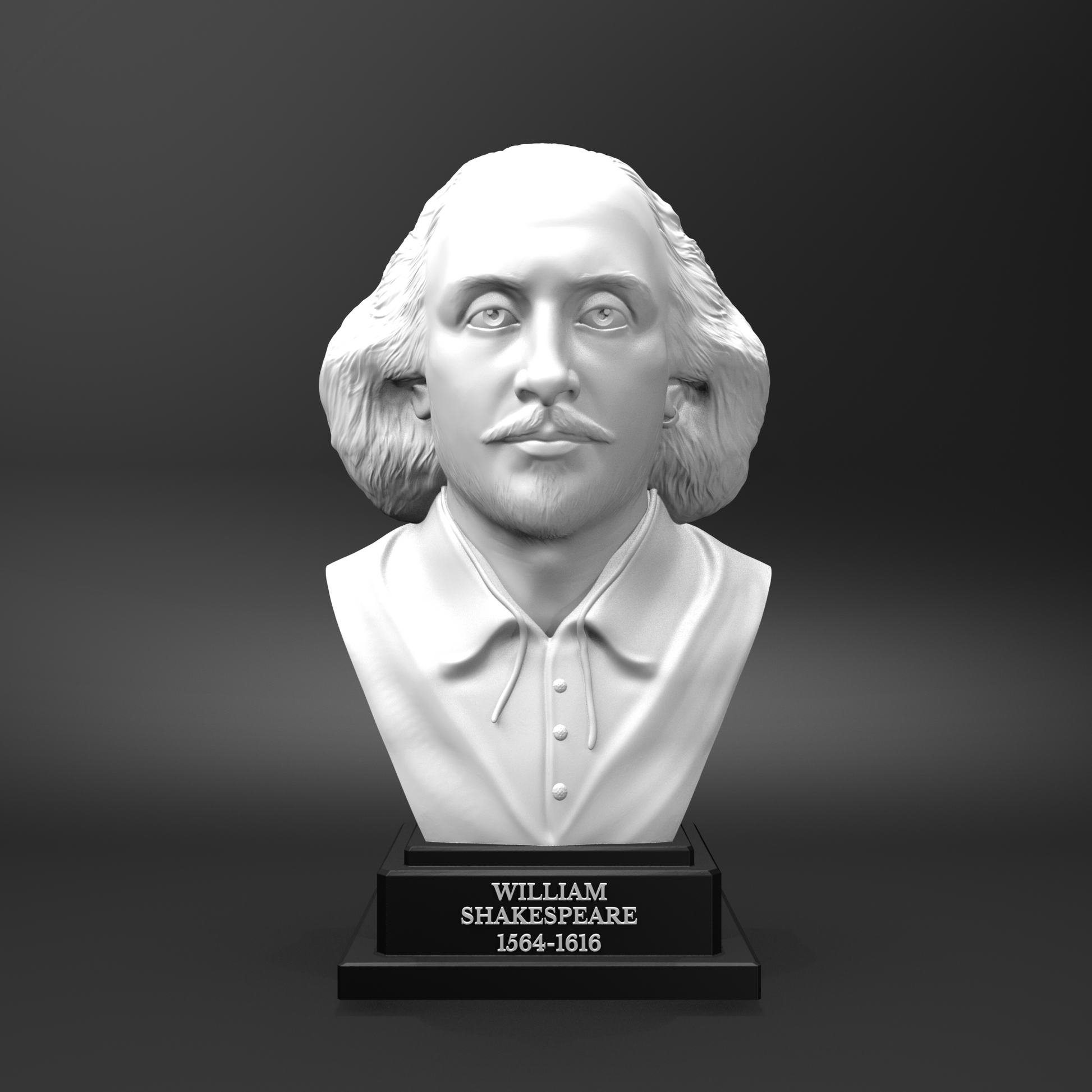 Bust of William Shakespeare on a dark background